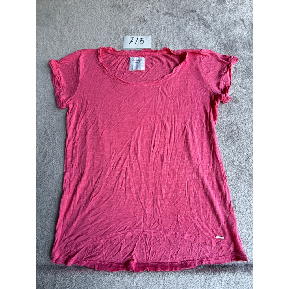 Abercrombie & Fitch T-Shirt Womens Medium Pink Slub Knit High-Low Hem